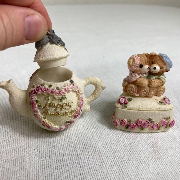 1996 Popular Imports Resin Tea Set Lot • Happy Anniversary Plate & Pieces - Picture 4 of 9